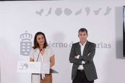 Fernando Clavijo durante la rueda de prensa de presentación de los actos programados para el Día de Canarias.